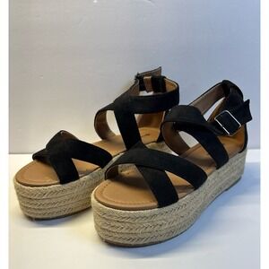 Black & Tan Platform (2 inch) Sandals (size 7.5) Shoeclub21